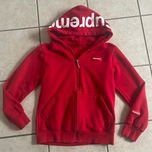 Supreme the Super Supreme Red zip hoodie